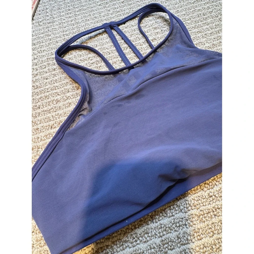 Lululemon Free To Be Serene Bra High Neck Purple Mesh Strappy‎ Yoga Bra Size 8